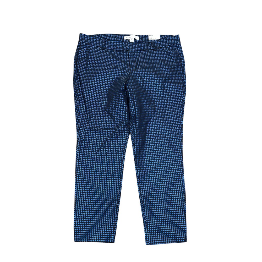Old Navy NWT Pixie Ankle Pants 18 Cotton Blend Blue Metallic Print Stretch Y2K - Picture 3 of 11